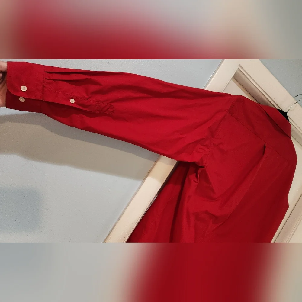 Men's Bill Robinson Red Button Down Long Sleeve Shirt, Size M - Picture 14 of 16